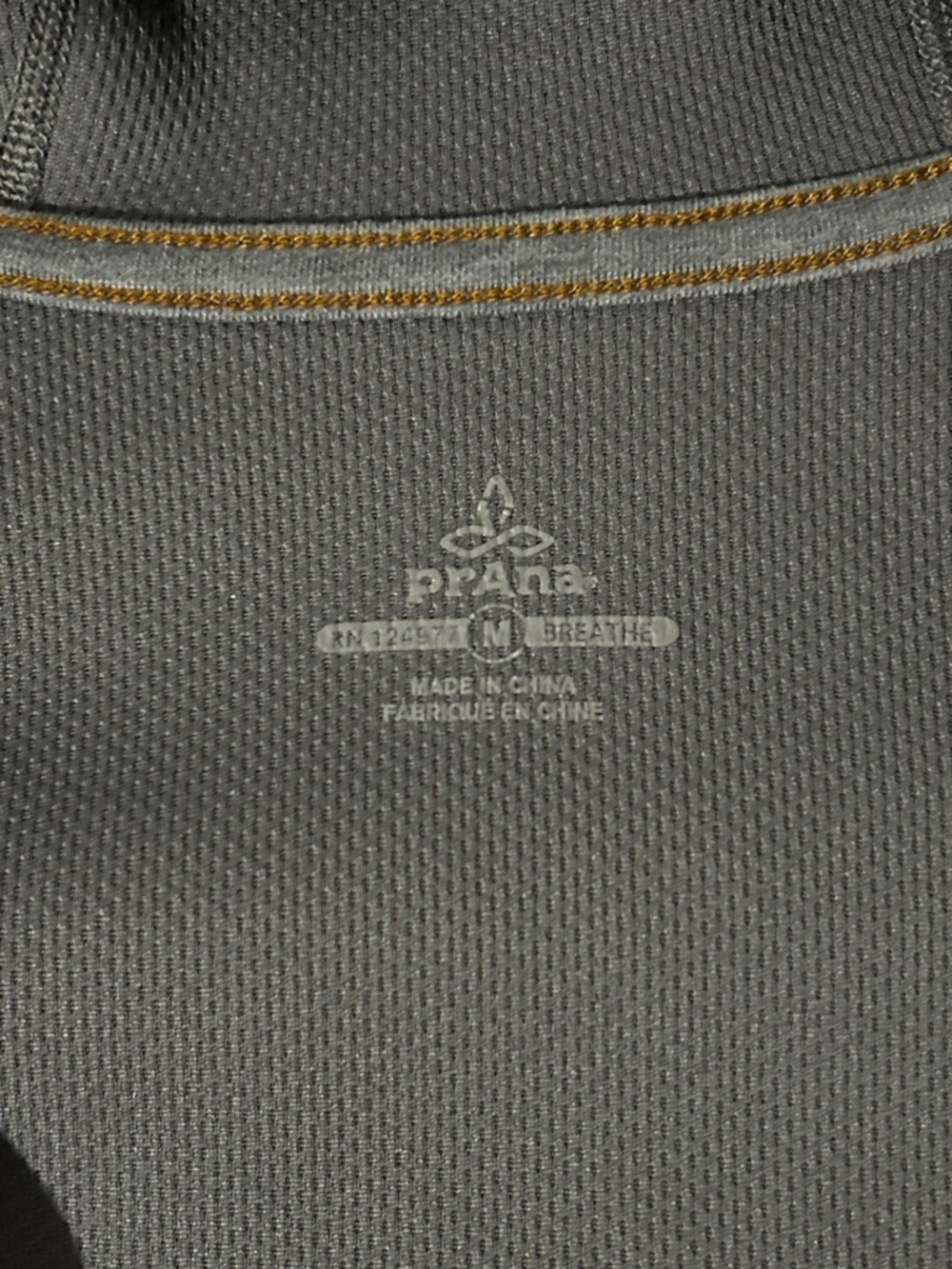 Prana Gray Active Zip-Up hoodie with Contrast Stitching Sz: M - Picture 2 of 6